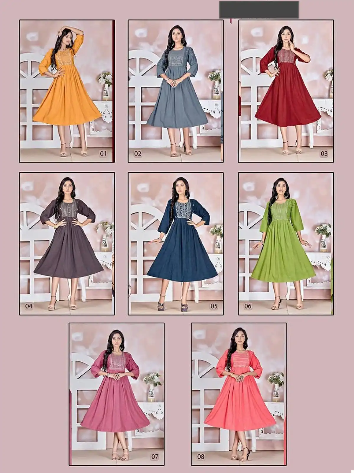 Vardan Ethnic Trendy Noorie Vol 1 Liquid Rayon Wholesale Long Kurtis Catalog — Wholesale Kurtis, MPA wholesale from Surat — view 8