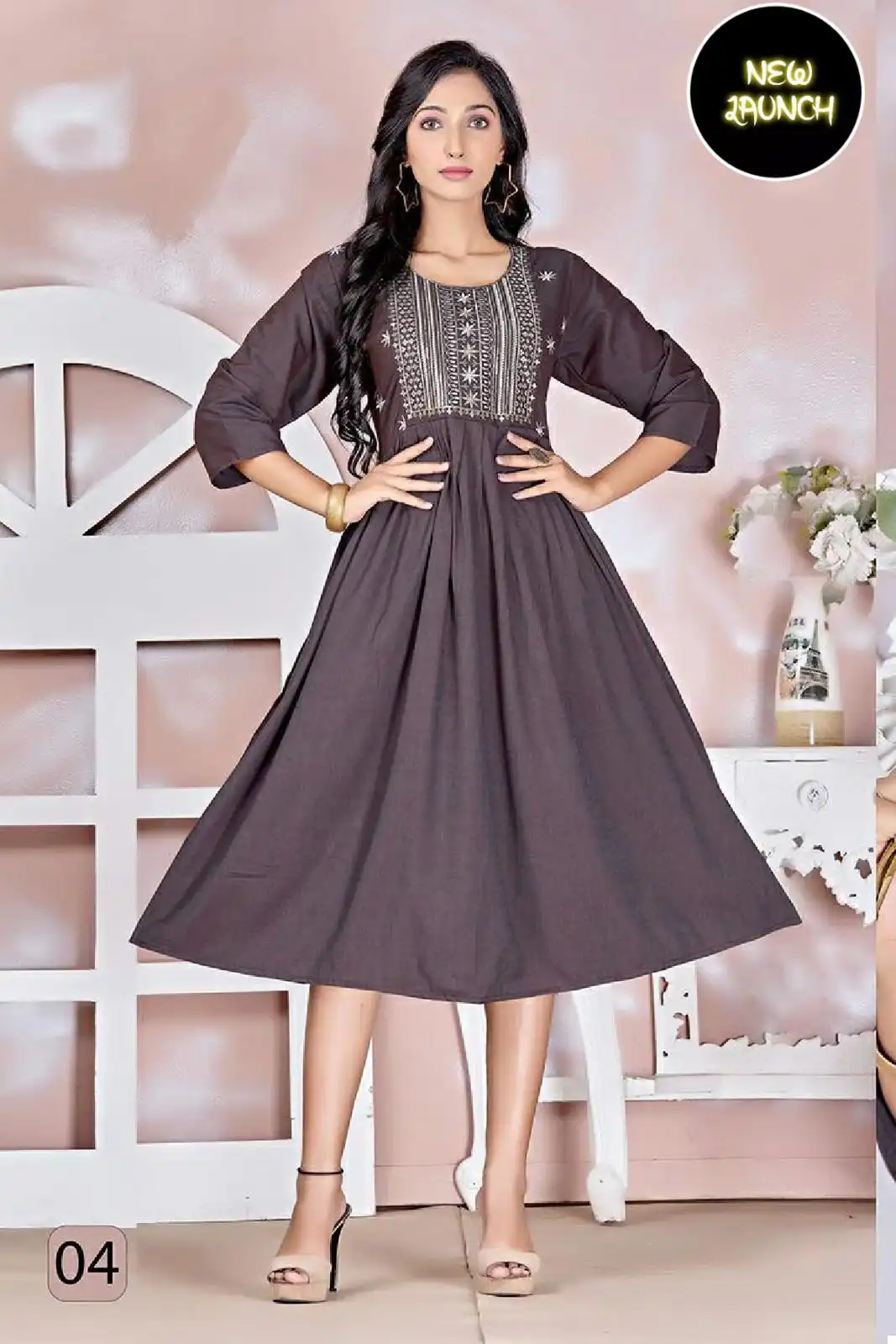 Vardan Ethnic Trendy Noorie Vol 1 Liquid Rayon Wholesale Long Kurtis Catalog — Wholesale Kurtis, MPA wholesale from Surat - Gallery Image 3