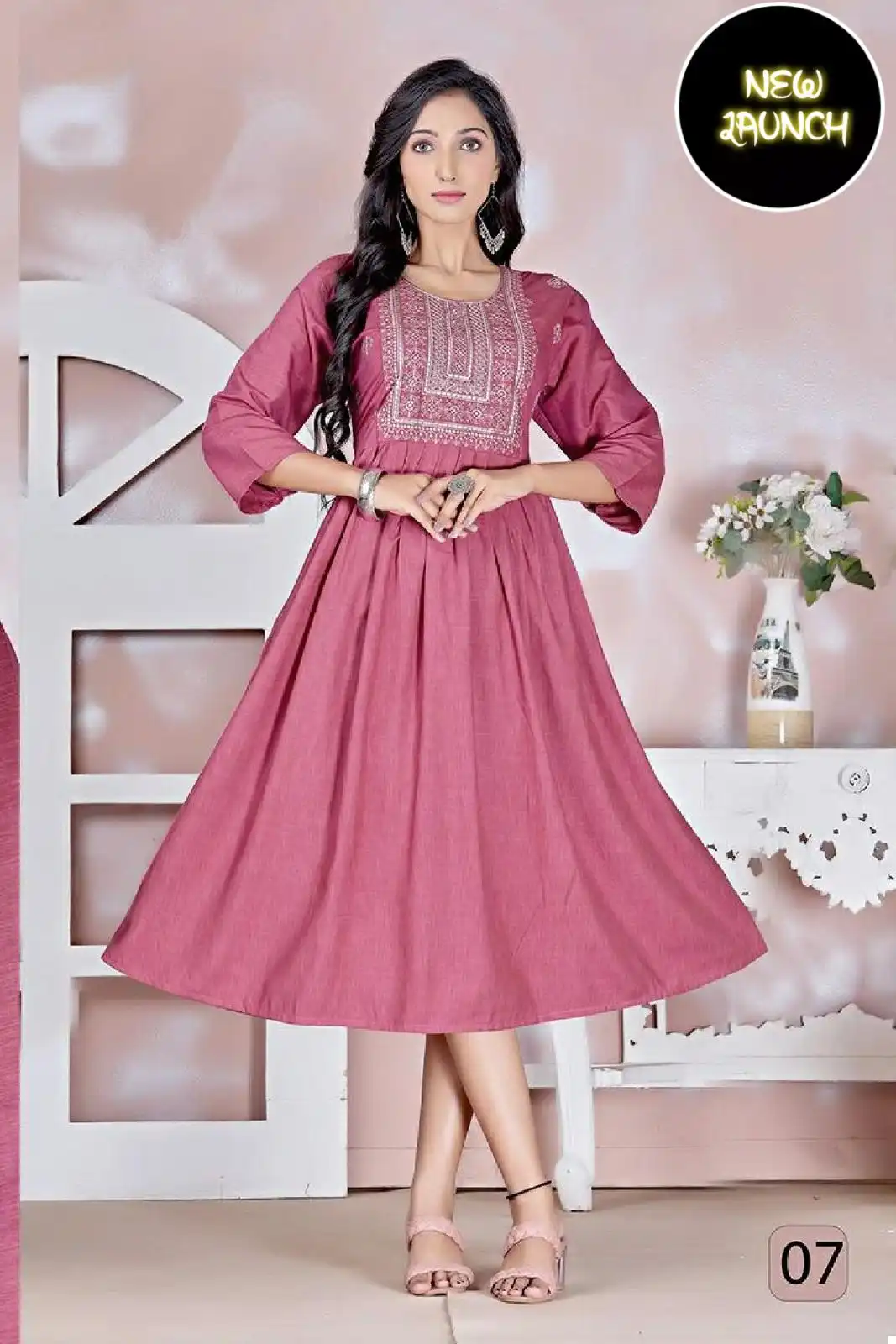 Vardan Ethnic Trendy Noorie Vol 1 Liquid Rayon Wholesale Long Kurtis Catalog — Wholesale Kurtis, MPA wholesale from Surat - Gallery Image 4