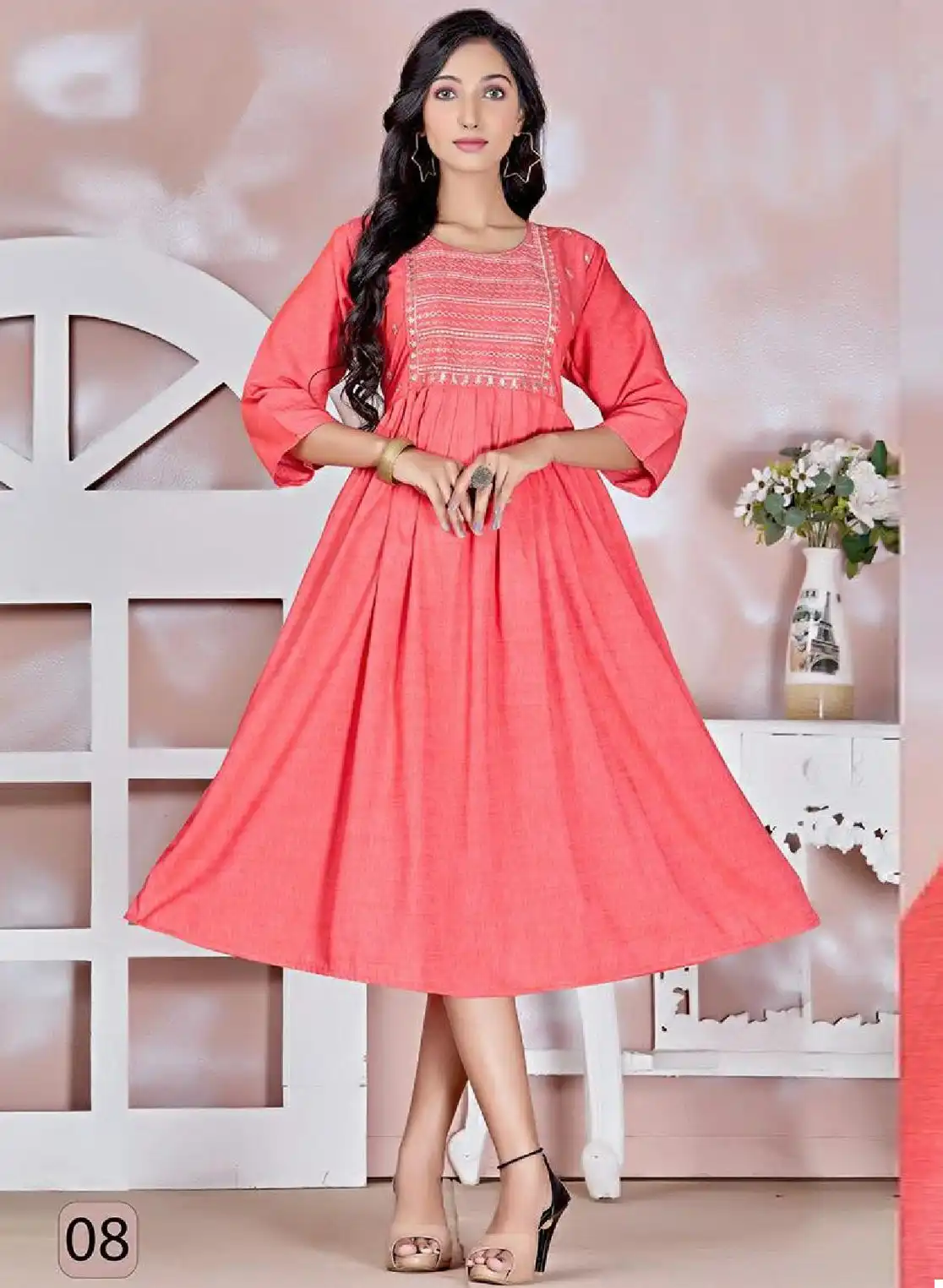 Vardan Ethnic Trendy Noorie Vol 1 Liquid Rayon Wholesale Long Kurtis Catalog — Wholesale Kurtis, MPA wholesale from Surat — view 1