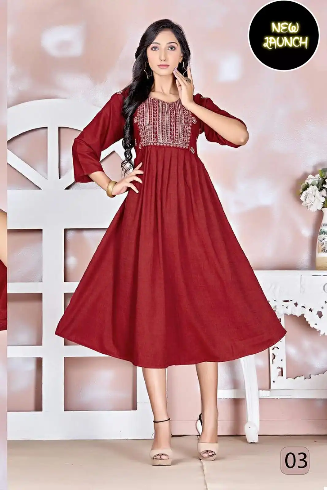 Vardan Ethnic Trendy Noorie Vol 1 Liquid Rayon Wholesale Long Kurtis Catalog — Wholesale Kurtis, MPA wholesale from Surat - Gallery Image 7
