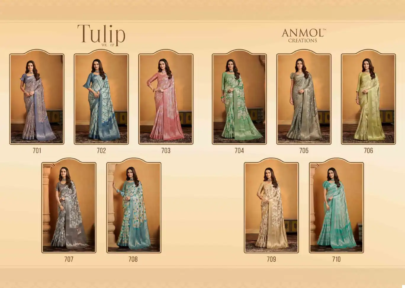 Anmol Tulip Vol-07 Soft Digital Print Wholesale Saree Catalog — Wholesale Sarees, MPA wholesale from Surat — view 9