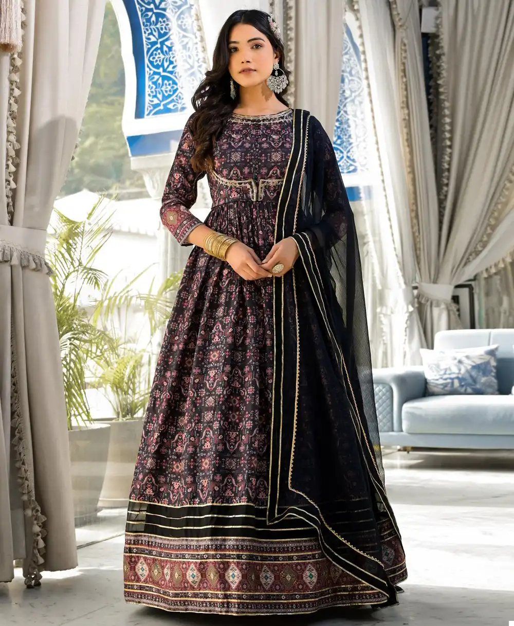 Tejasvee Ananta Soft Dola Silk Wholesale Designer Gown With Dupatta Catalog