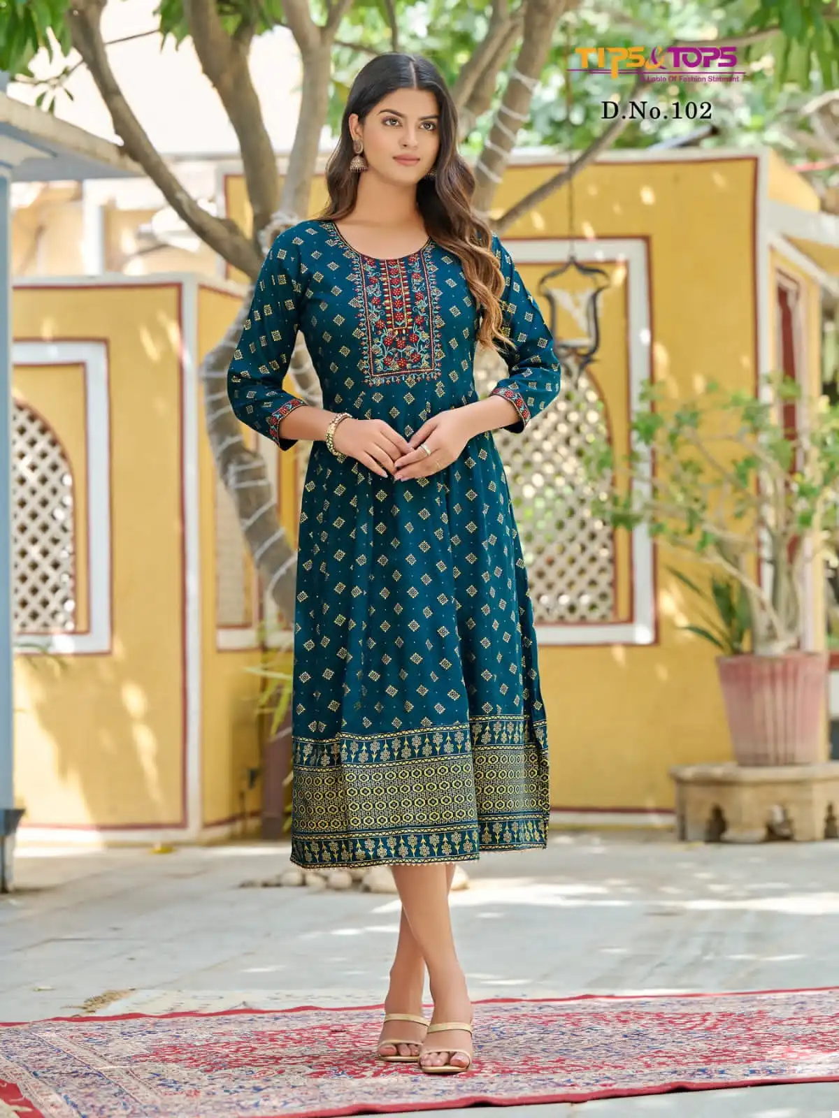 Tips & Tops Charmie Heavy Rayon Wholesale Long Kurtis Catalog — Wholesale Kurtis, MPA wholesale from Surat - Gallery Image 2