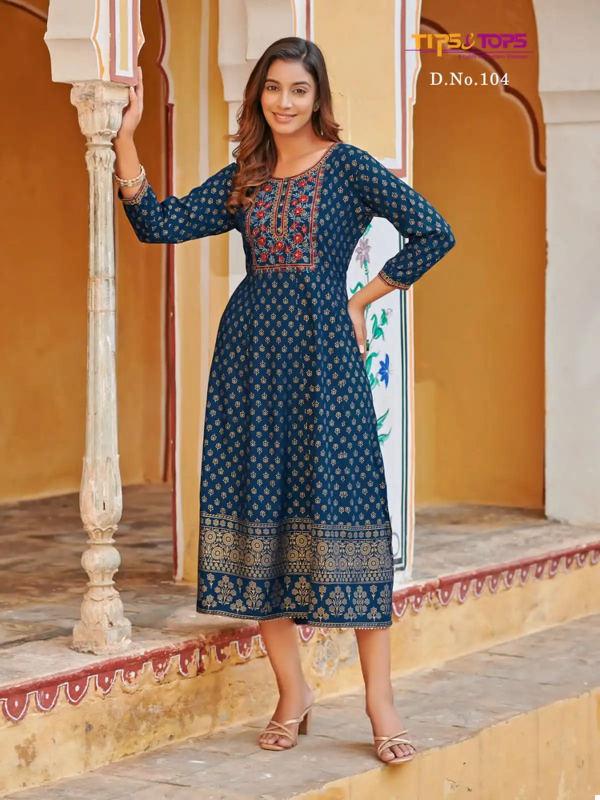 Tips & Tops Charmie Heavy Rayon Wholesale Long Kurtis Catalog — Wholesale Kurtis, MPA wholesale from Surat - Gallery Image 4