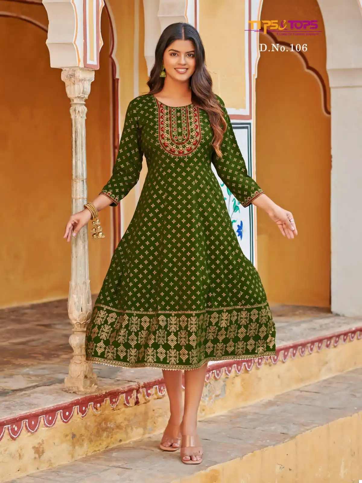 Tips & Tops Charmie Heavy Rayon Wholesale Long Kurtis Catalog — Wholesale Kurtis, MPA wholesale from Surat - Gallery Image 5