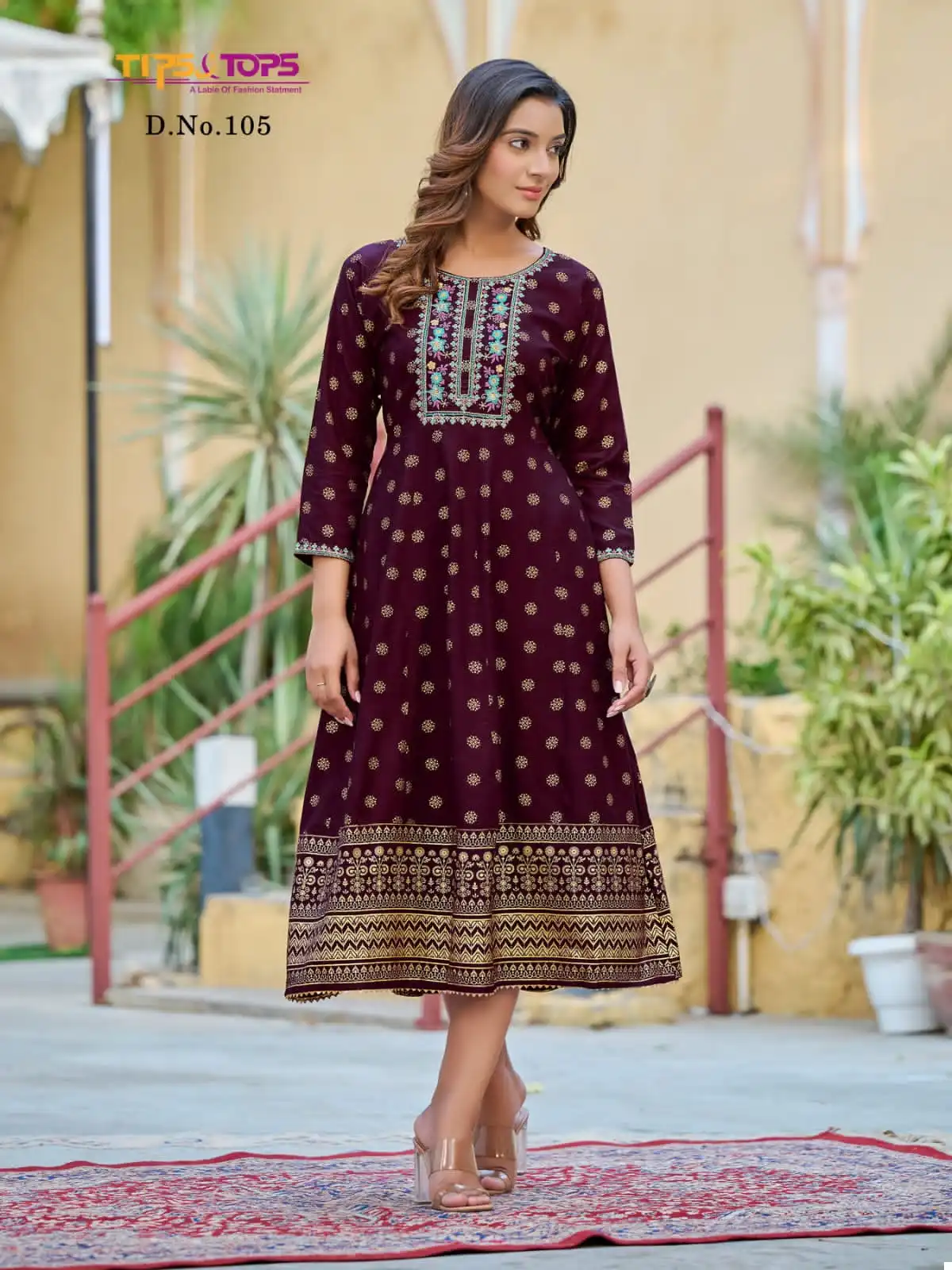 Tips & Tops Charmie Heavy Rayon Wholesale Long Kurtis Catalog — Wholesale Kurtis, MPA wholesale from Surat - Gallery Image 6