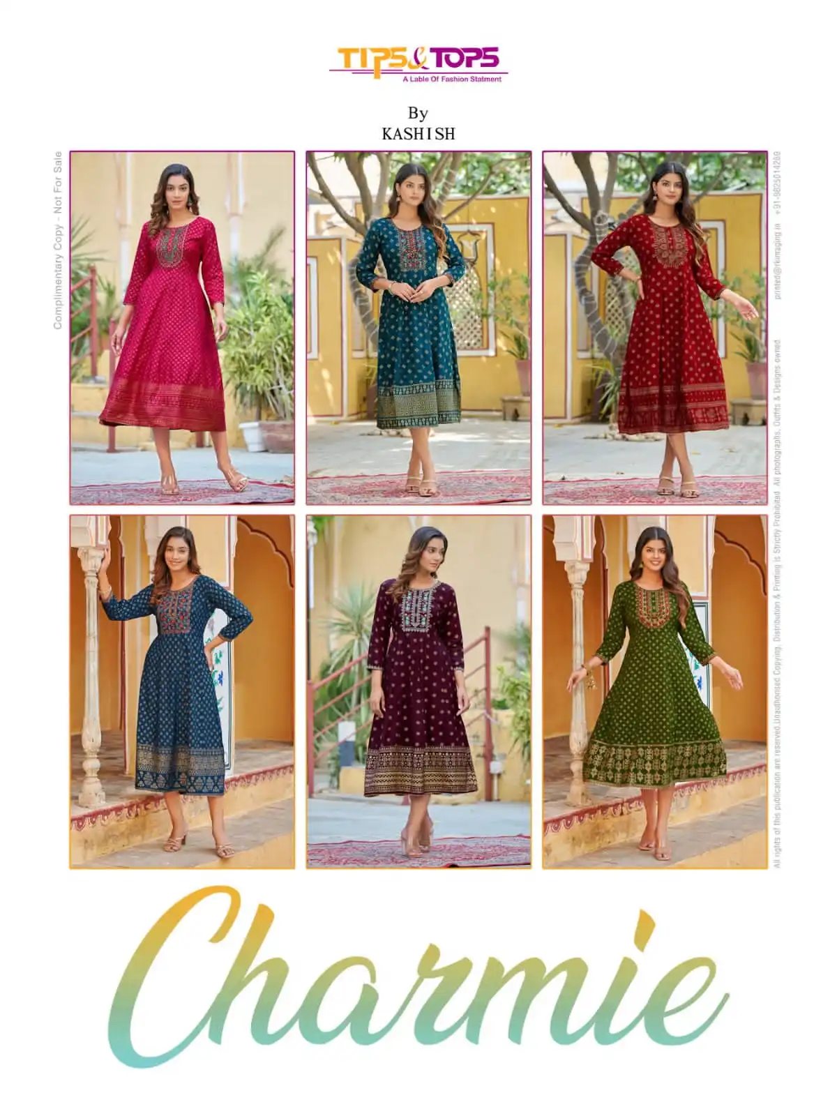 Tips &amp; Tops Charmie Heavy Rayon Wholesale Long Kurtis Catalog — Wholesale Kurtis, MPA wholesale from Surat — view 7