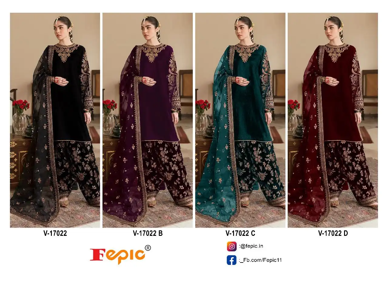 Fepic V 17022 Velvet Wholesale Designer Pakistani Salwar Suit Catalog — Wholesale Salwar Suits, MPA wholesale from Surat — view 5