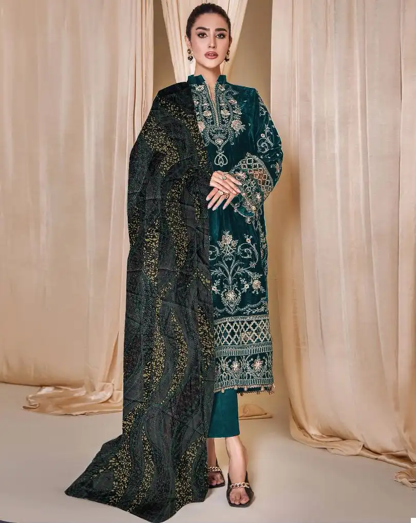 Fepic V 17024 Velvet Wholesale Pakistani Salwar Suit Catalog — Wholesale Salwar Suits, MPA wholesale from Surat — view 1