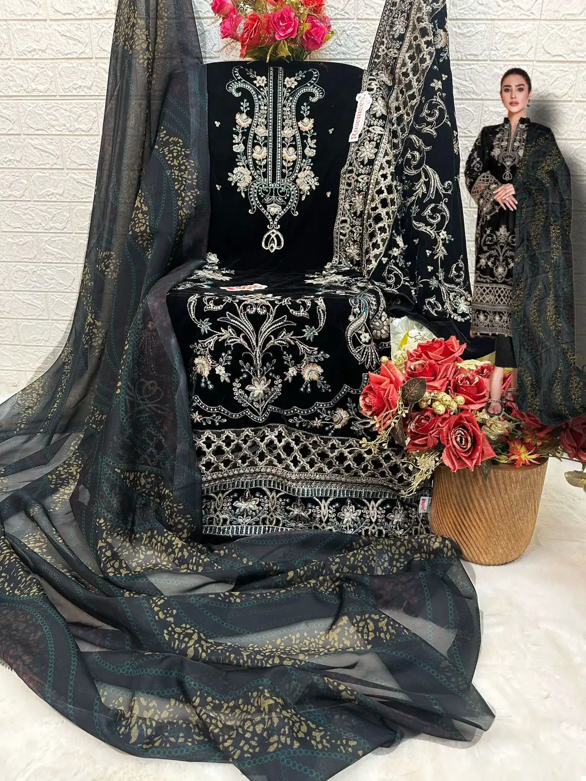 Fepic V 17024 Velvet Wholesale Pakistani Salwar Suit Catalog — Wholesale Salwar Suits, MPA wholesale from Surat - Gallery Image 5