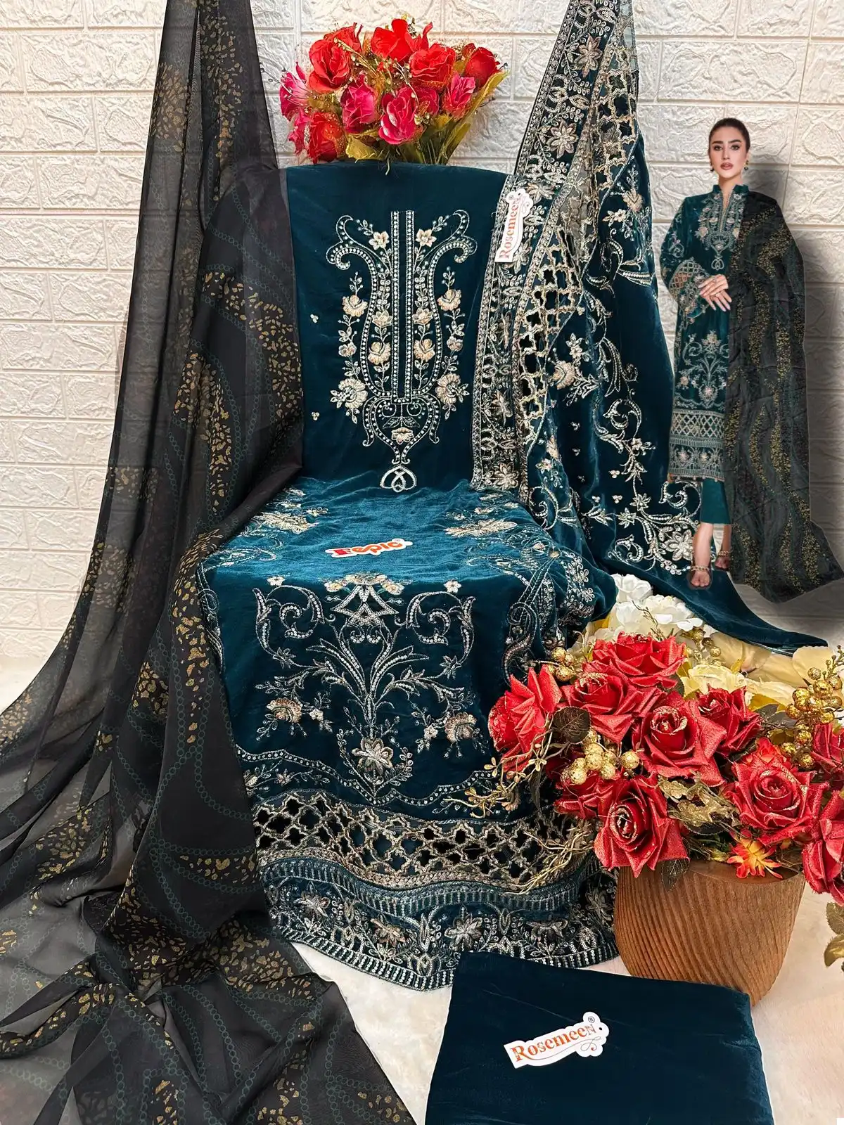 Fepic V 17024 Velvet Wholesale Pakistani Salwar Suit Catalog — Wholesale Salwar Suits, MPA wholesale from Surat - Gallery Image 6
