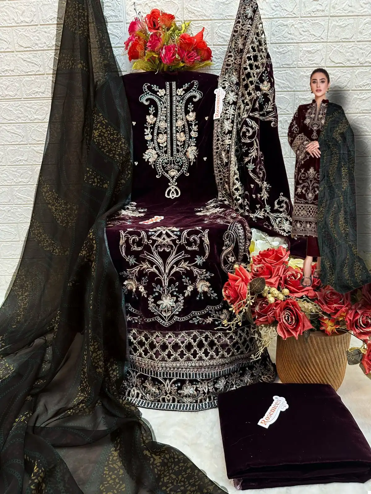 Fepic V 17024 Velvet Wholesale Pakistani Salwar Suit Catalog — Wholesale Salwar Suits, MPA wholesale from Surat — view 7