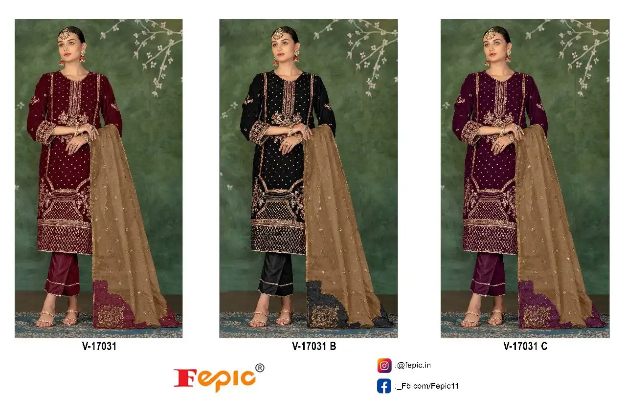 Fepic V 17031 Velvet Wholesale Pakistani Salwar Suit Catalog — Wholesale Salwar Suits, MPA wholesale from Surat — view 4