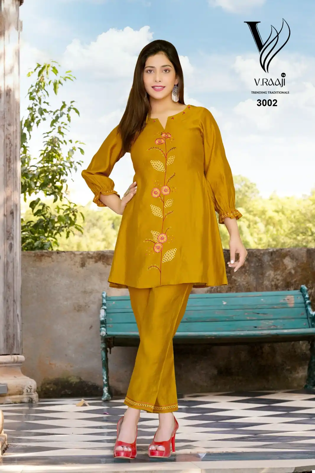 V. Raaji Kavya Chinon Wholesale Co-Ord Sets Combo Size Catalog — Wholesale Kurtis, MPA wholesale from Surat - Gallery Image 2