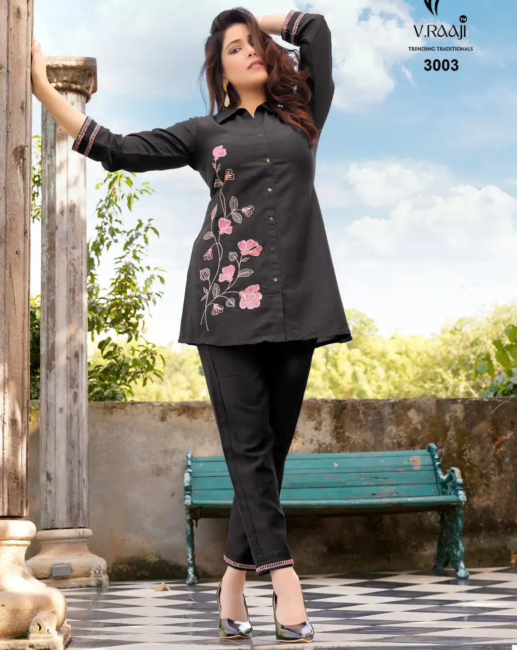 V. Raaji Kavya Chinon Wholesale Co-Ord Sets Combo Size Catalog — Wholesale Kurtis, MPA wholesale from Surat — view 1