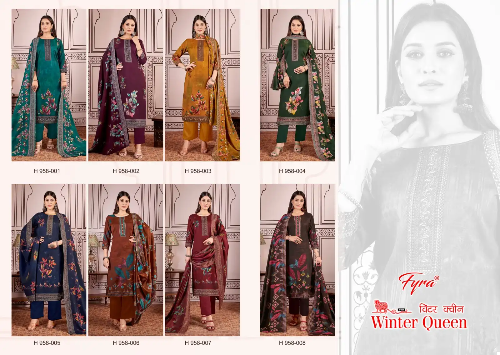 Fyra Winter Queen Pure Pashmina Wholesale Winter Suits Catalog — Wholesale Salwar Suits, MPA wholesale from Surat — view 9