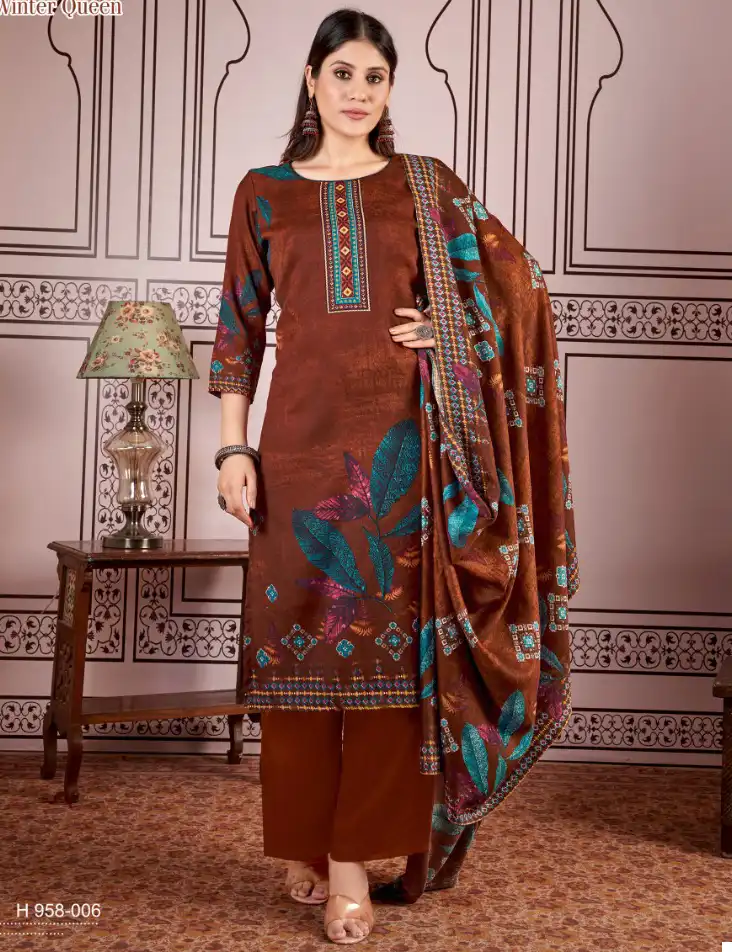 Fyra Winter Queen Pure Pashmina Wholesale Winter Suits Catalog — Wholesale Salwar Suits, MPA wholesale from Surat — view 1
