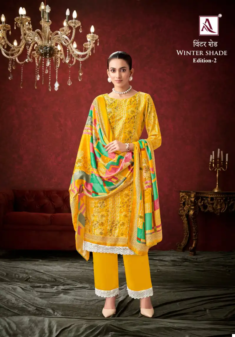 Alok Suits Winter Shade Vol 2 Premium Viscose Pashmina Wholesale Woolen Suits Catalog — Wholesale Salwar Suits, Alok Suit wholesale from Surat - Gallery Image 2