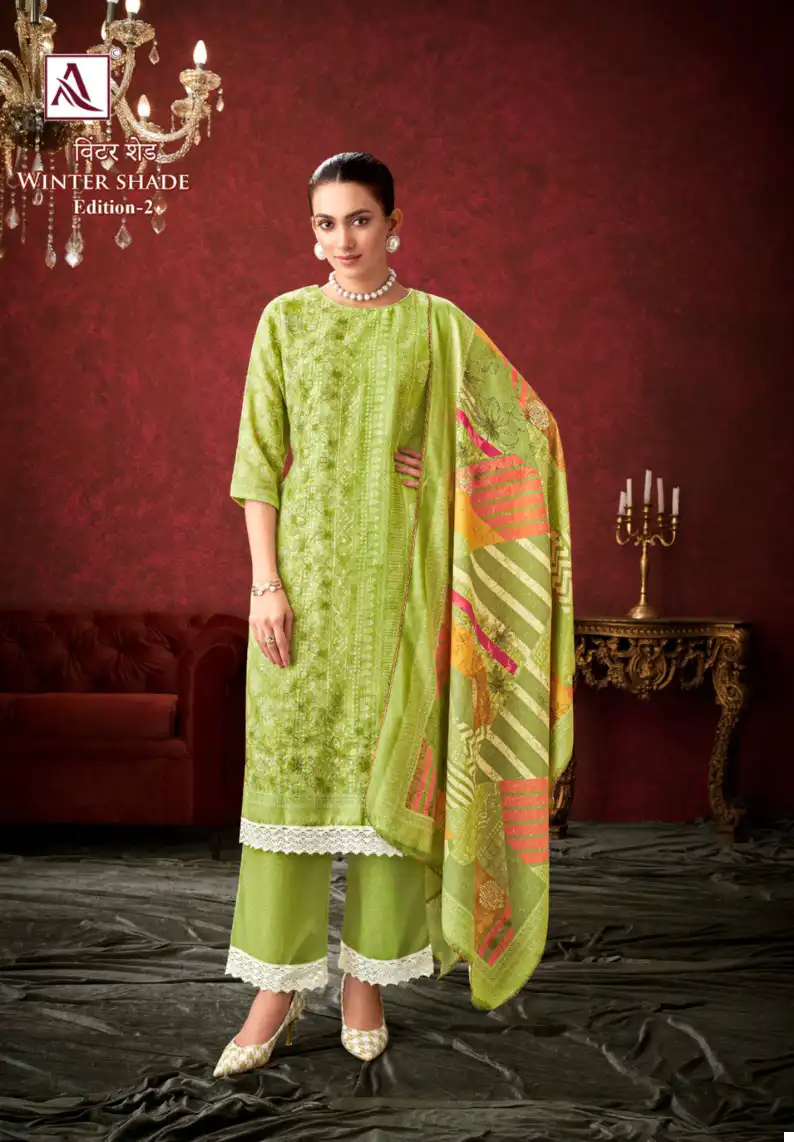 Alok Suits Winter Shade Vol 2 Premium Viscose Pashmina Wholesale Woolen Suits Catalog — Wholesale Salwar Suits, Alok Suit wholesale from Surat - Gallery Image 3