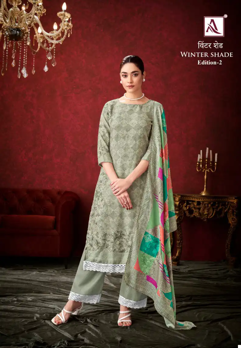 Alok Suits Winter Shade Vol 2 Premium Viscose Pashmina Wholesale Woolen Suits Catalog — Wholesale Salwar Suits, Alok Suit wholesale from Surat - Gallery Image 5