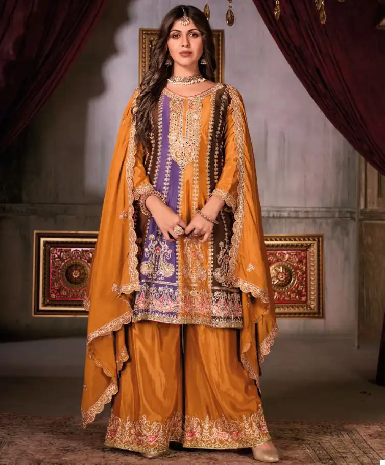 Your Choice Raaga Heavy Chinnon Wholesale Designer Readymade Salwar Suit Catalog — Wholesale Salwar Suits, MPA wholesale from Surat — view 1