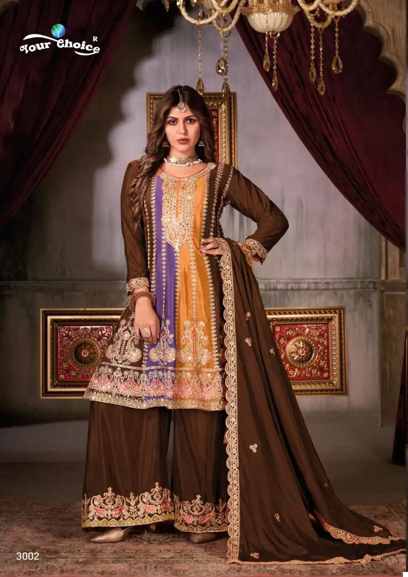 Your Choice Raaga Heavy Chinnon Wholesale Designer Readymade Salwar Suit Catalog — Wholesale Salwar Suits, MPA wholesale from Surat - Gallery Image 2
