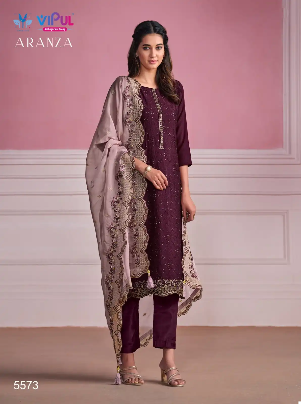 Vipul Aranza Chinon Chiffon Wholesale Salwar Suit Catalog — Wholesale Salwar Suits, MPA wholesale from Surat - Gallery Image 4