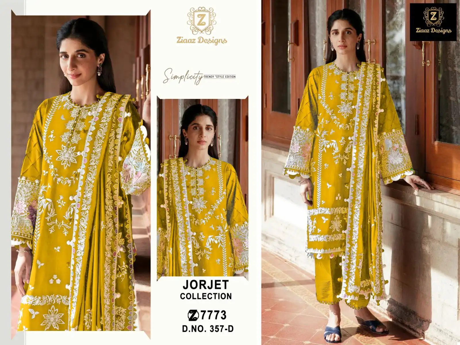 Ziaaz Code 357 Georgette Wholesale Pakistani Salwar Suit Catalog — Wholesale Salwar Suits, MPA wholesale from Surat - Gallery Image 2