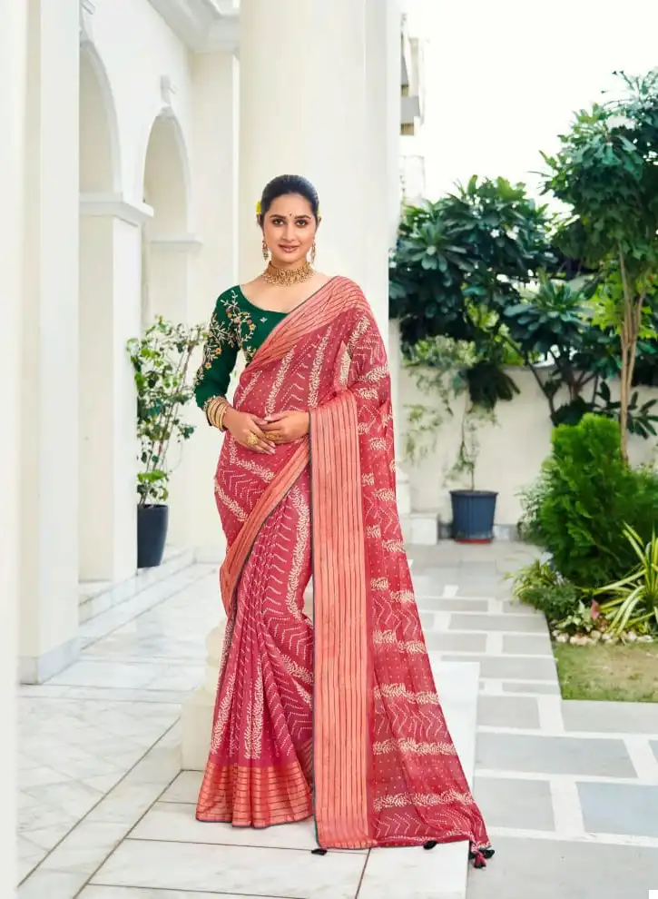 5D Designer Abhijeet 2 Soft Nilgiri Chiffon Wholesale Sarees Catalog - Image 4