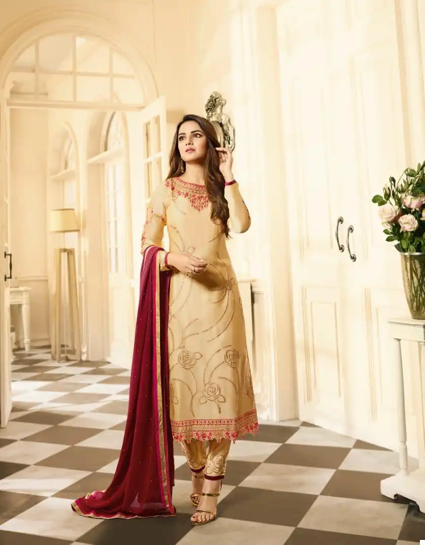 Amirah Bottom Work Satin Georgette Wholesale Designer Salwar Suit Catalog - Image 3