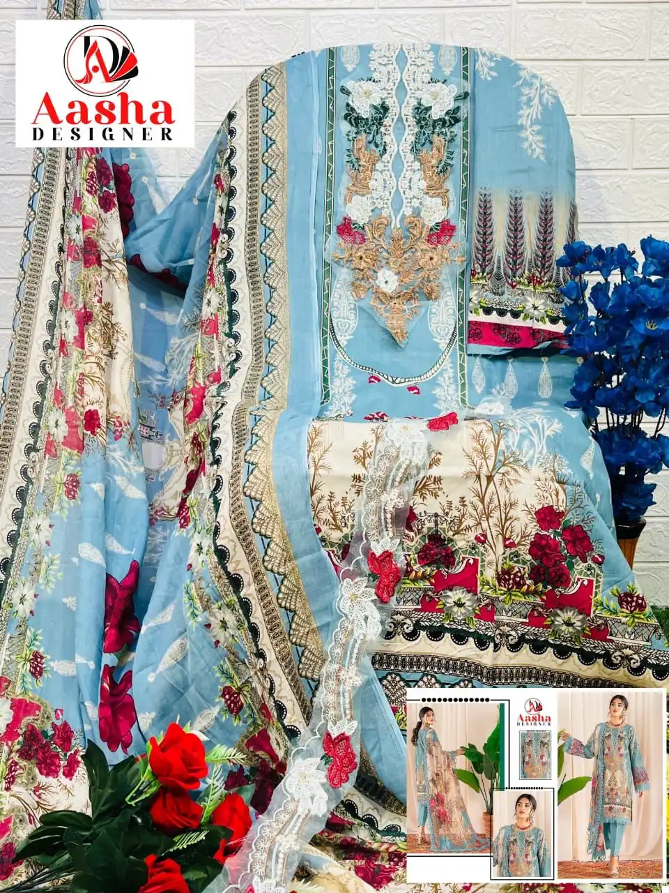 Aasha Ayezal Vol-1 Pure Cotton Wholesale Pakistani Suit Catalog - Image 11