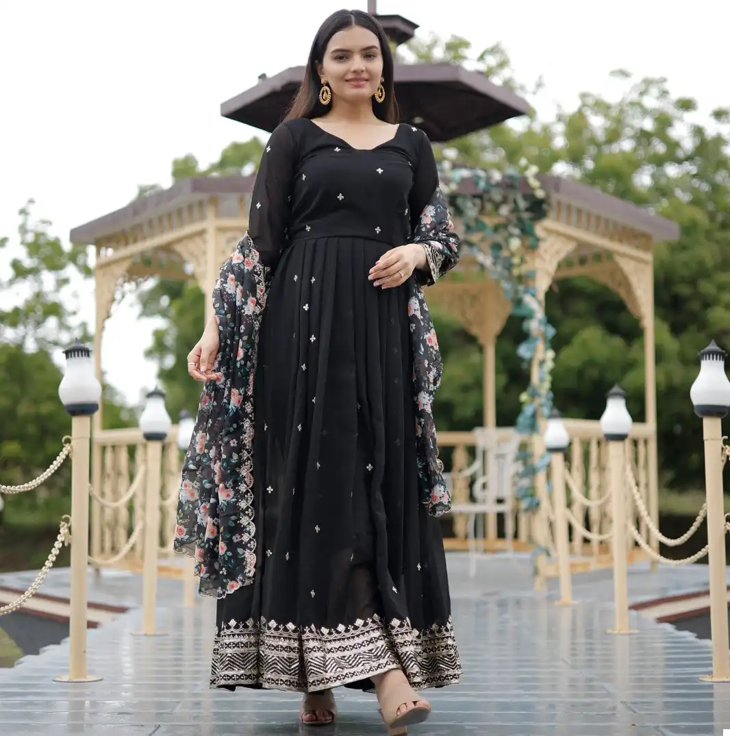 Vardan Ethnic Aayaa Vol 14 Faux Blooming Georgette Wholesale Long Gown With Dupatta Catalog