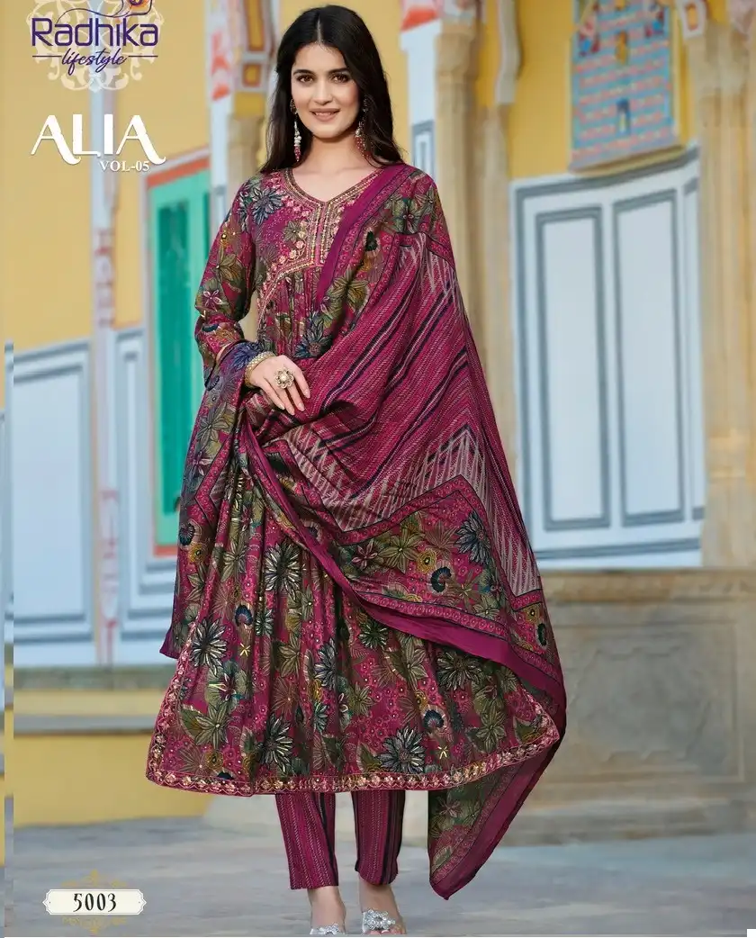 Radhika Lifestyle Alia Vol 5 Pure Modal Muslin Print Wholesale Readymade Salwar Suit Catalog