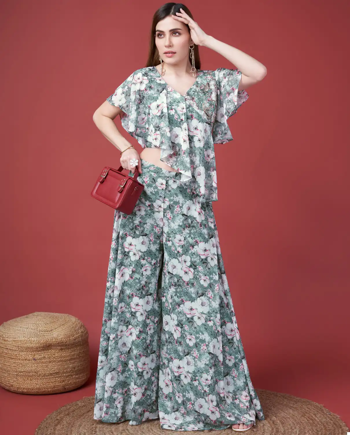 Amoha C350 Fancy Printed Wholesale Top With Plazzo