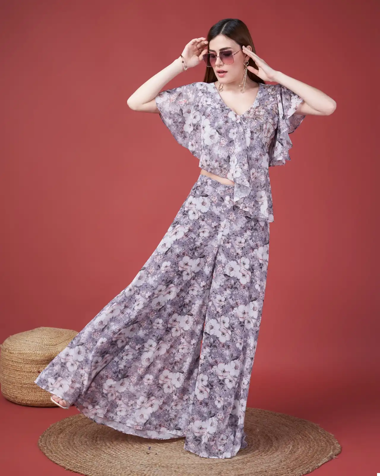 Amoha C350 Fancy Printed Wholesale Top With Plazzo - Image 4