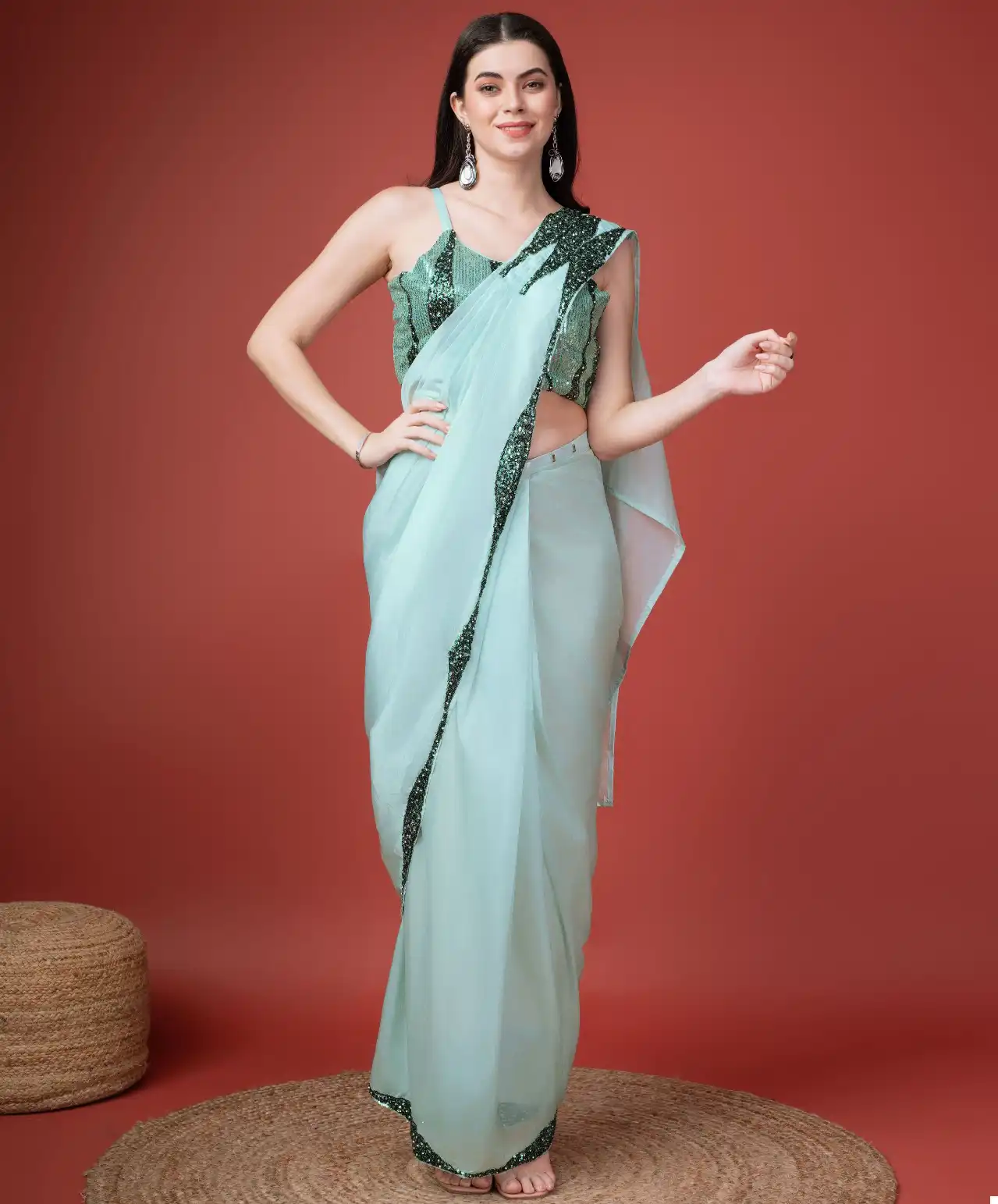 Amoha Design No 313 Silk Satin Wholesale Fancy Readymade Sarees Catalog