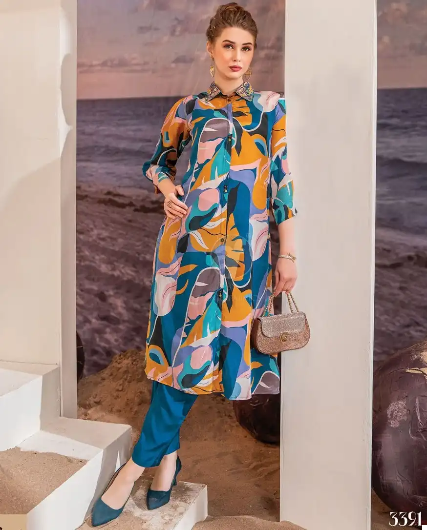 Anju Fabric Natural Vol 2 Pure Natural Crepe Wholesale Fancy Kurti With Pant Catalog