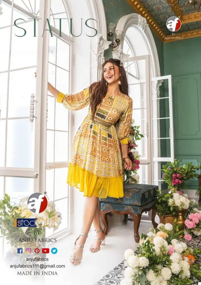 Anju Fabric Status Pure Corchet Wholesale Short One Piece Party Wear Kurtis Catalog - Image 5