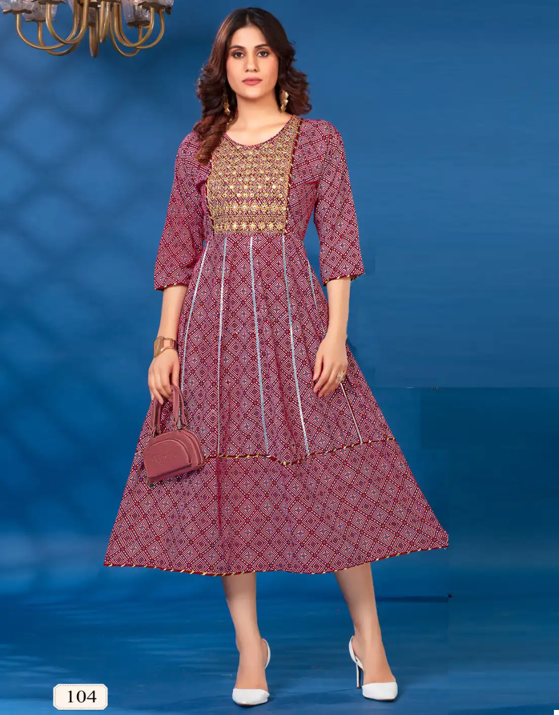 Viyaa Designer Bandhej Vol 1 Pure Rayon Foil Print Wholesale Anarkali Kurtis Catalog