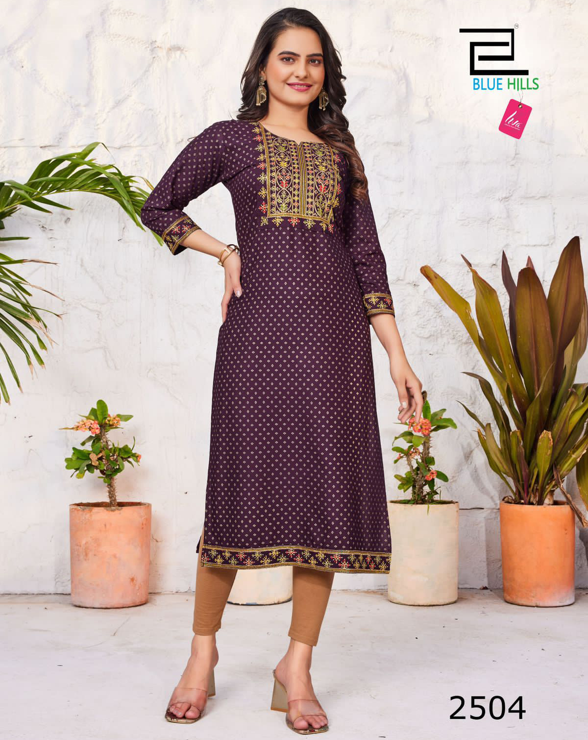 Blue Hills Solid Vol 25 Rayon 14Kg Wholesale Long Kurtis Catalog