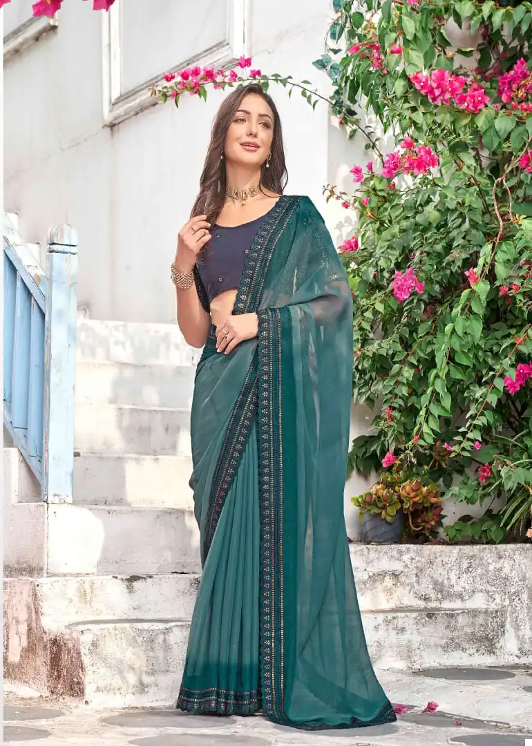 Kalista Resham Padding Shimmer Wholesale Designer Saree Catalog - Image 3