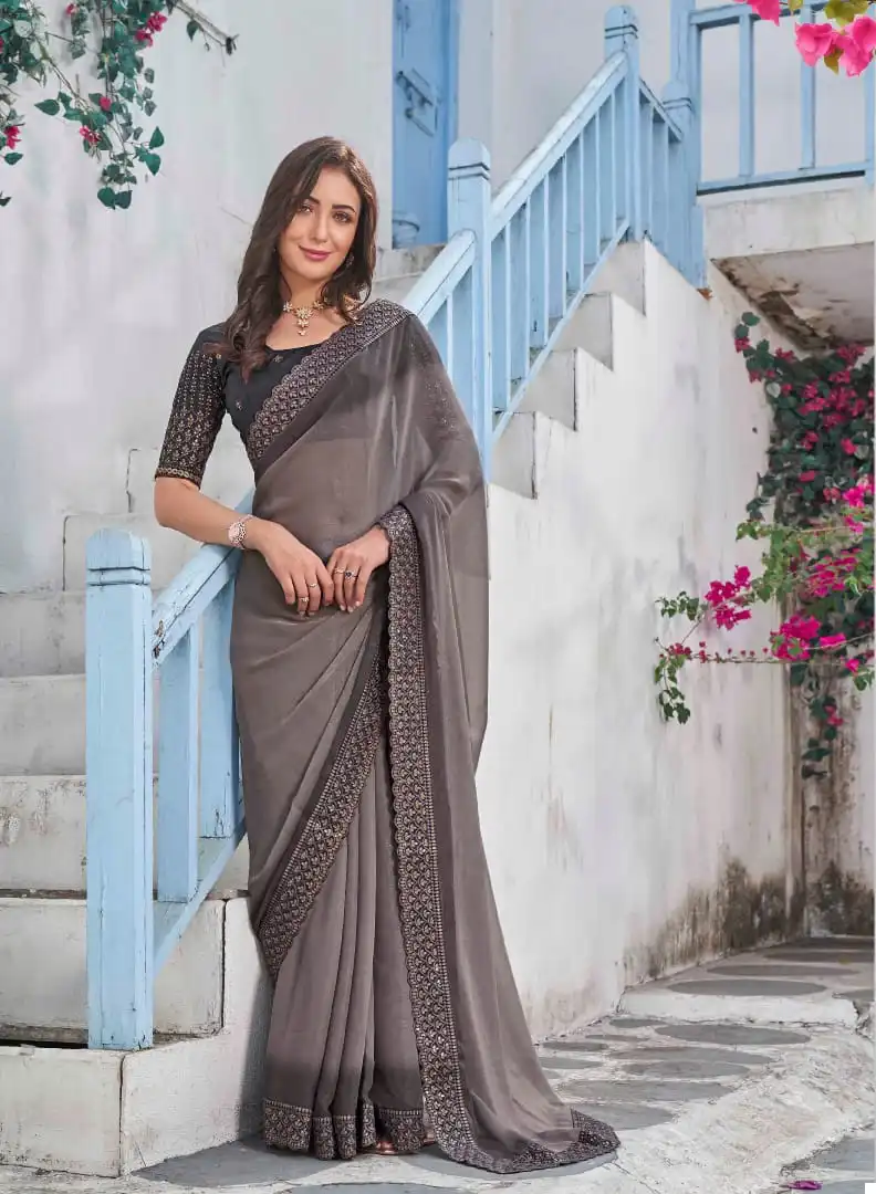 Kalista Resham Padding Shimmer Wholesale Designer Saree Catalog - Image 6