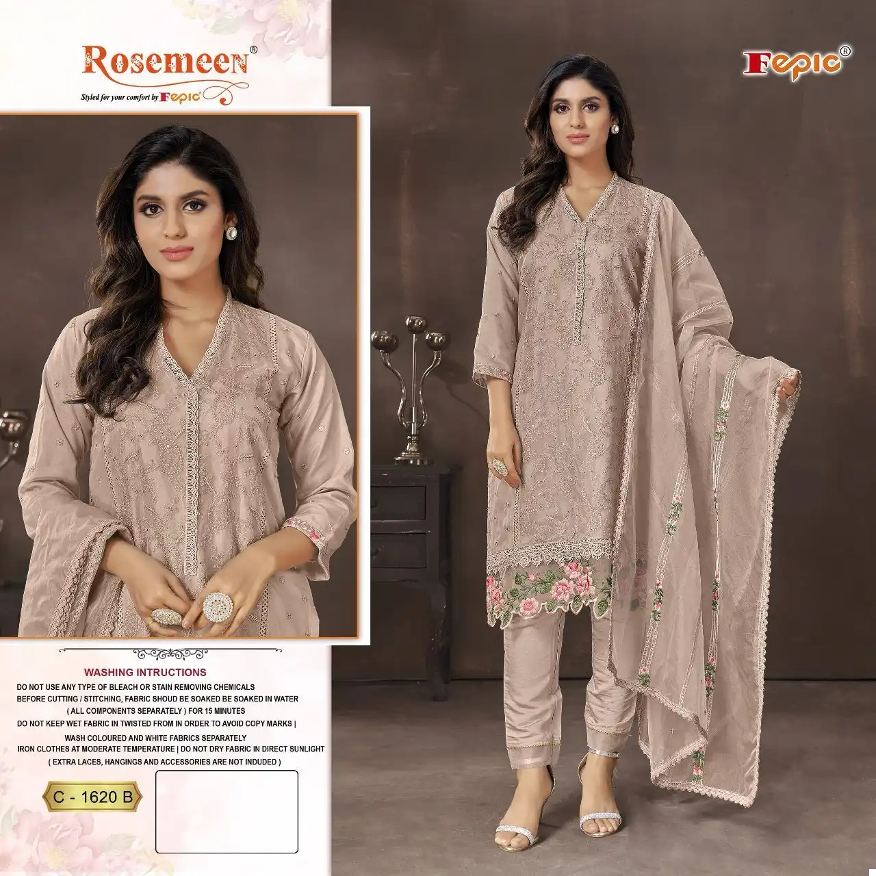 Fepic C-1620 Organza Wholesale Pakistani Salwar Suit Catalog - Image 2