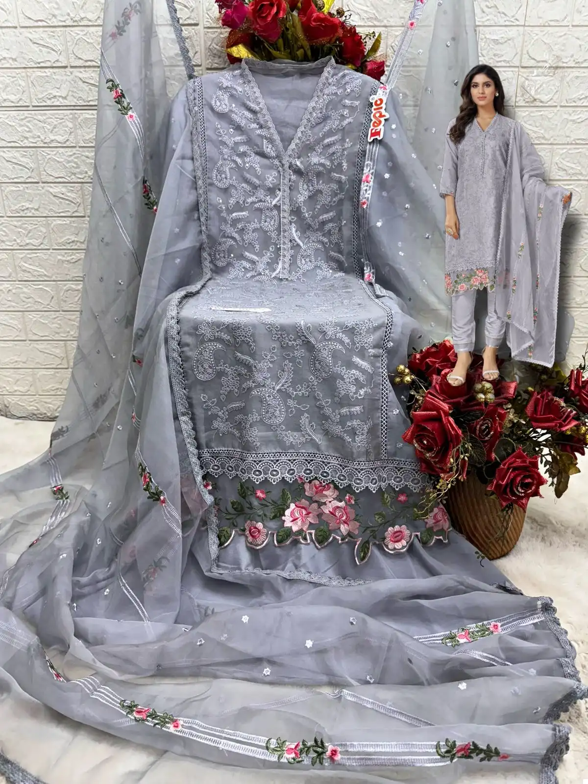 Fepic C-1620 Organza Wholesale Pakistani Salwar Suit Catalog - Image 4