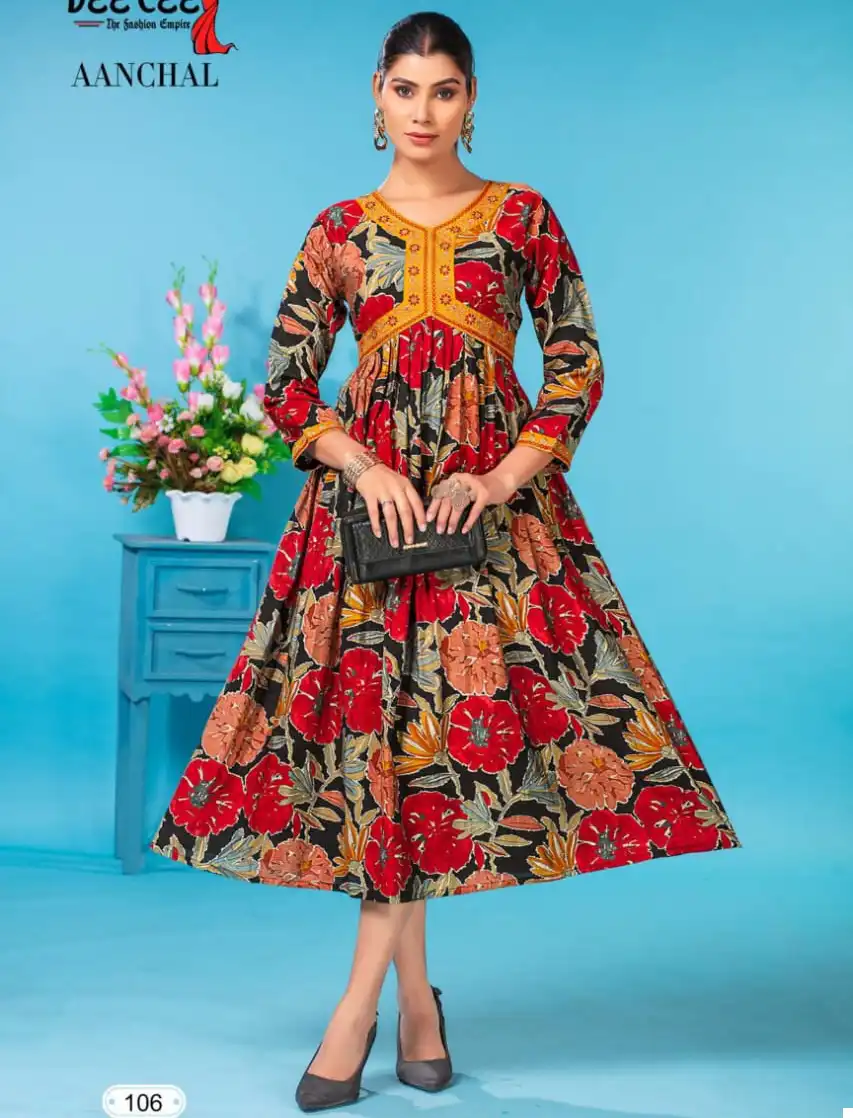Deecee Aanchal Heavy Chanderi Print Wholesale Long Kurtis Catalog