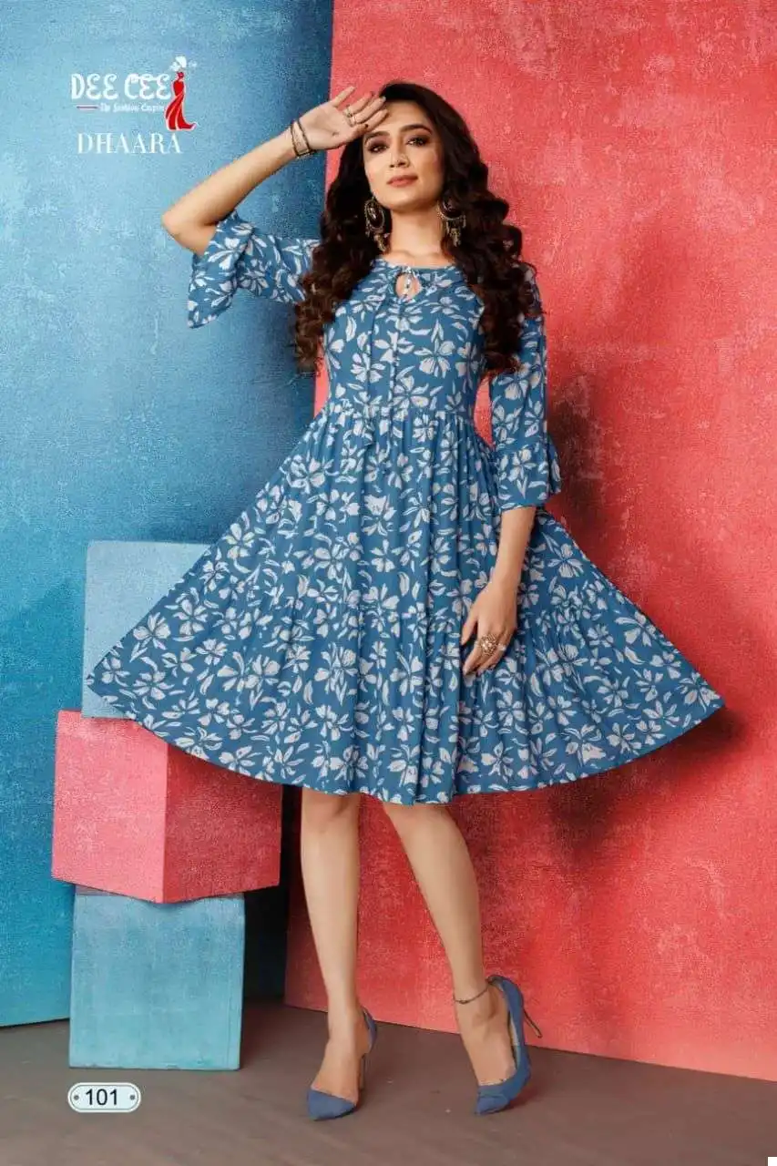Deecee Dhara Rayon Wrinkle Wholesale Anarkali Kurtis Catalog - Image 3