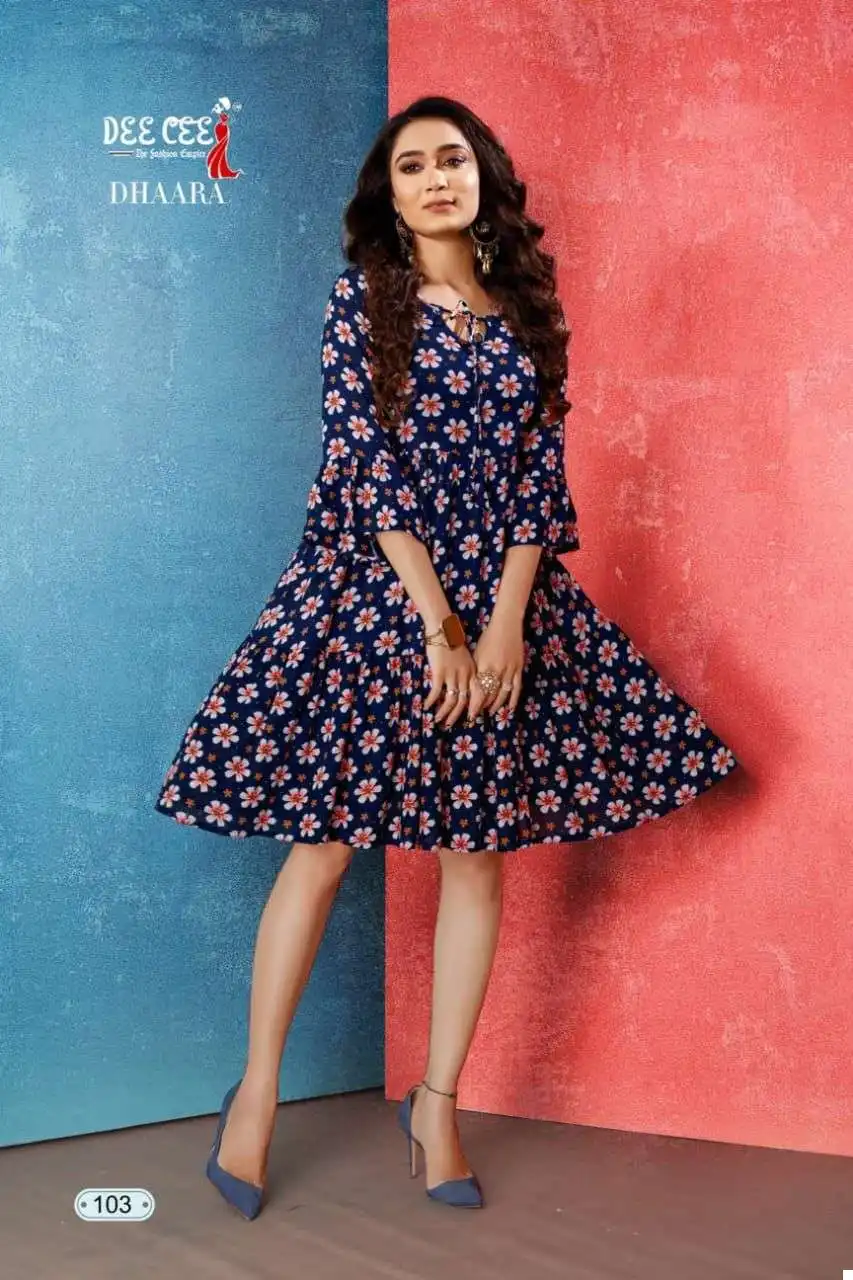 Deecee Dhara Rayon Wrinkle Wholesale Anarkali Kurtis Catalog - Image 4
