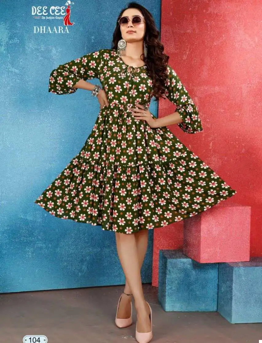 Deecee Dhara Rayon Wrinkle Wholesale Anarkali Kurtis Catalog