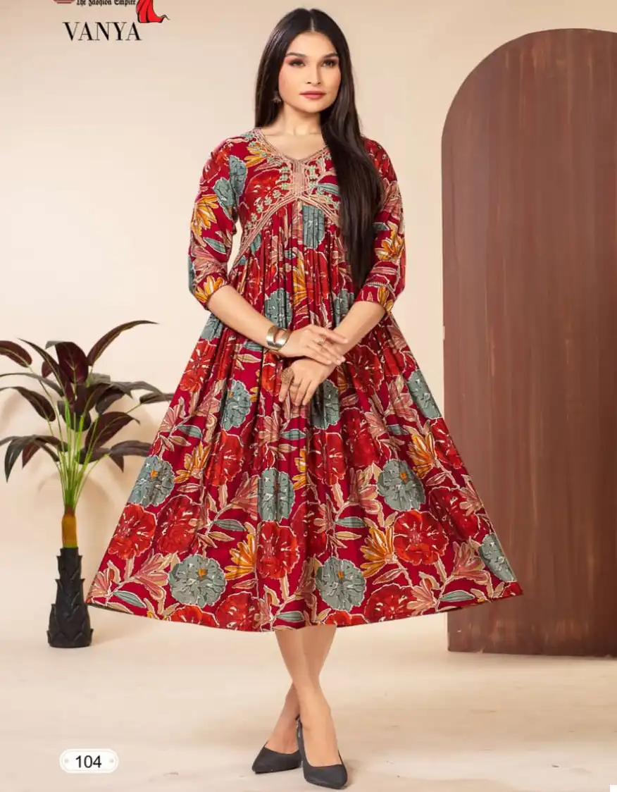 Deecee Vanya Heavy Chanderi Print Wholesale Flaired Long Alia Style Kurti Catalog